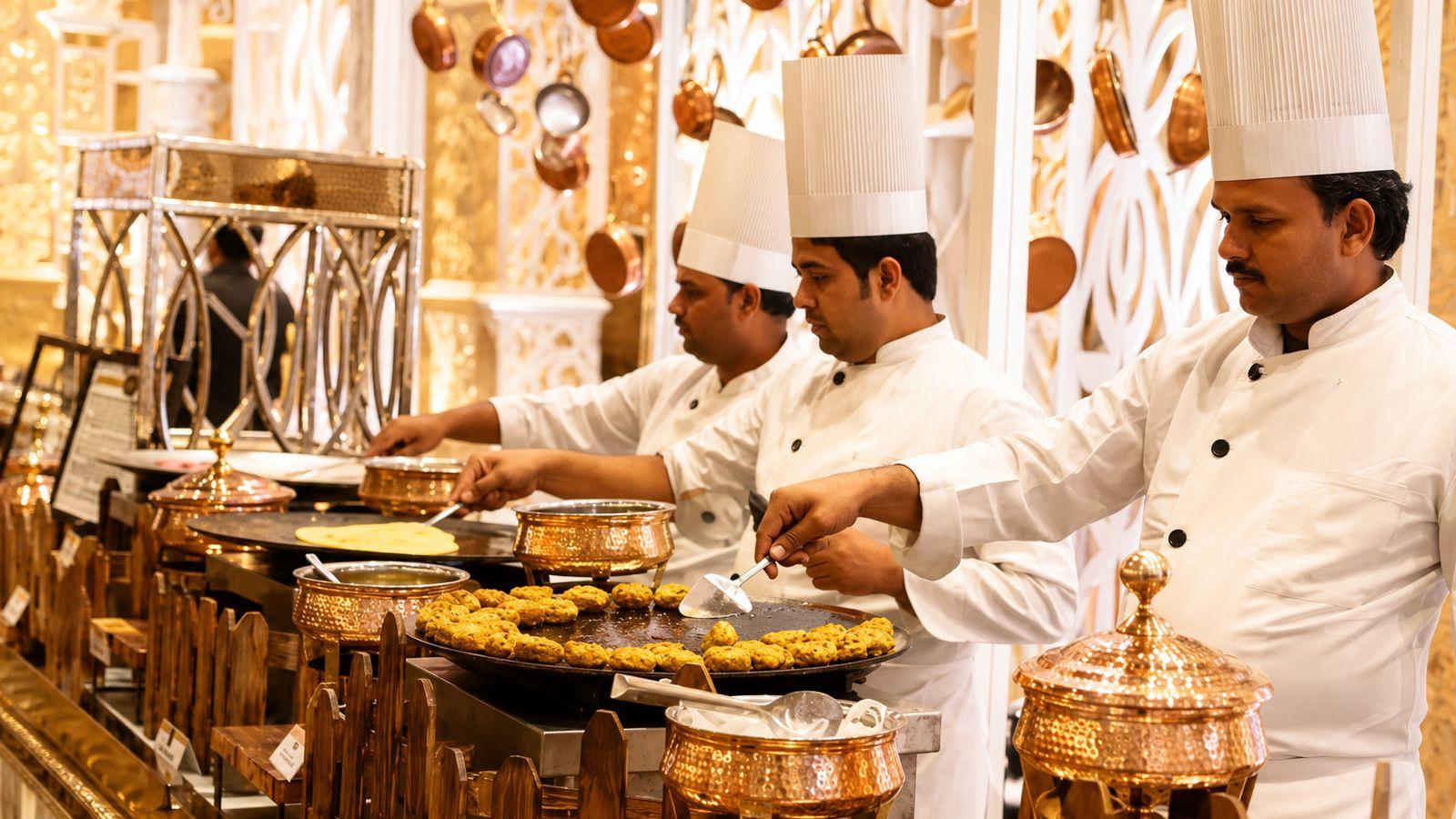 Professional catering team at work
