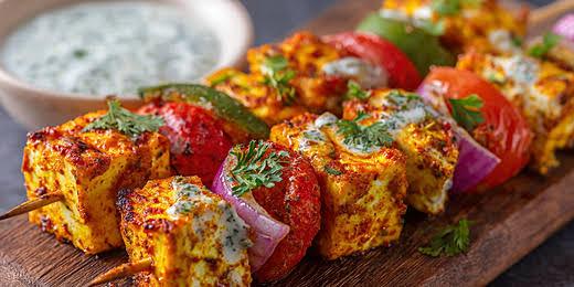 Char-grilled paneer tikka