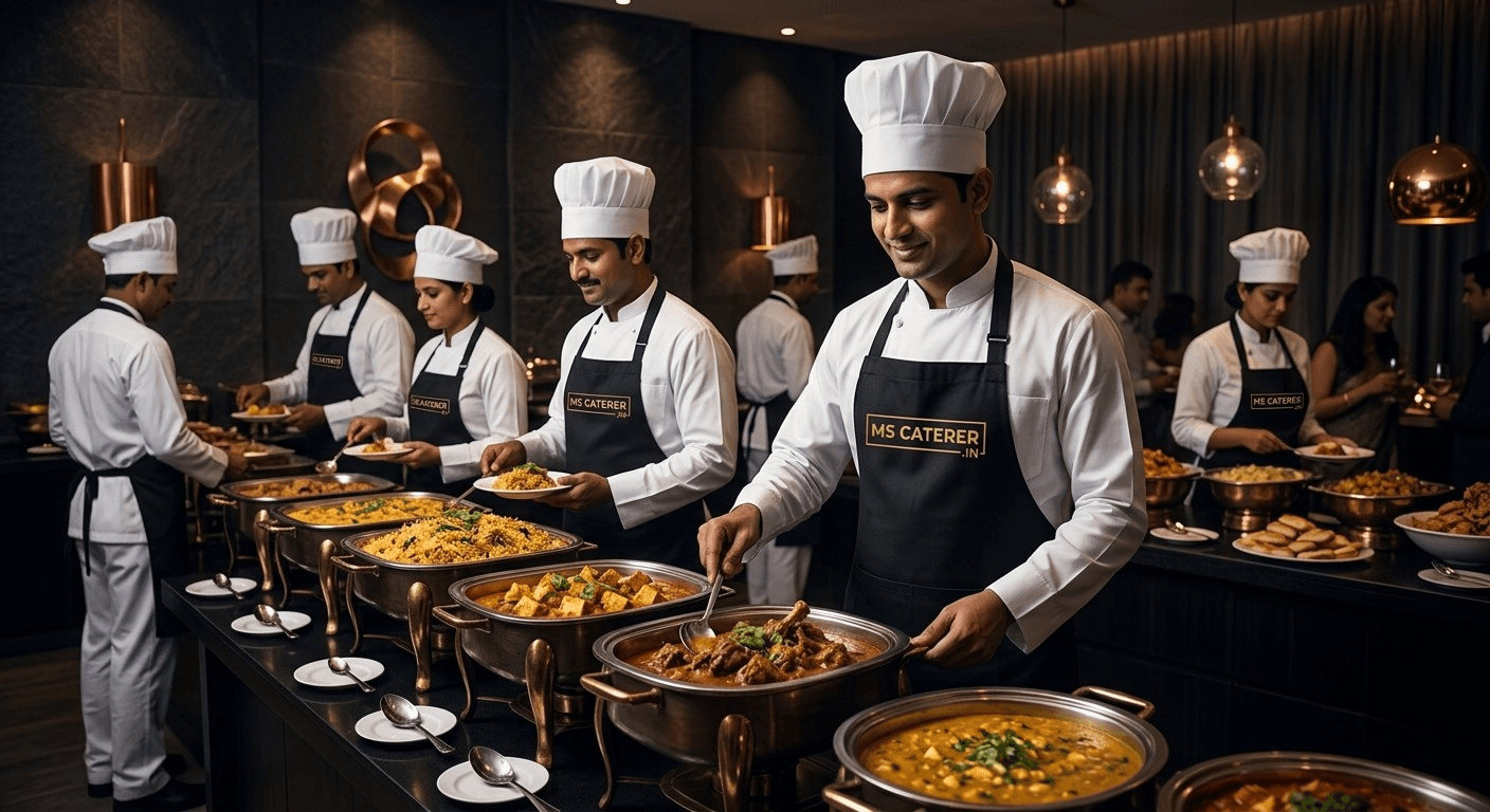 MS Caterer professional chefs serving at a premium buffet
